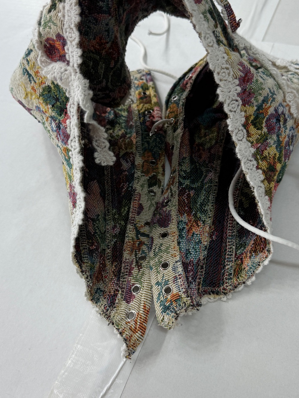 Renaissance tie up corset floral print corset top mid-evil corset - Picture 4 of 11